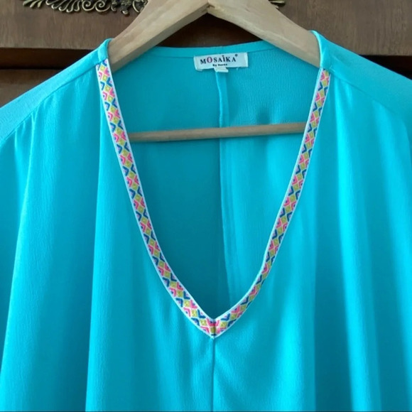 Top Tunic Green L bat sleeves Tassels - Picture 2 of 4